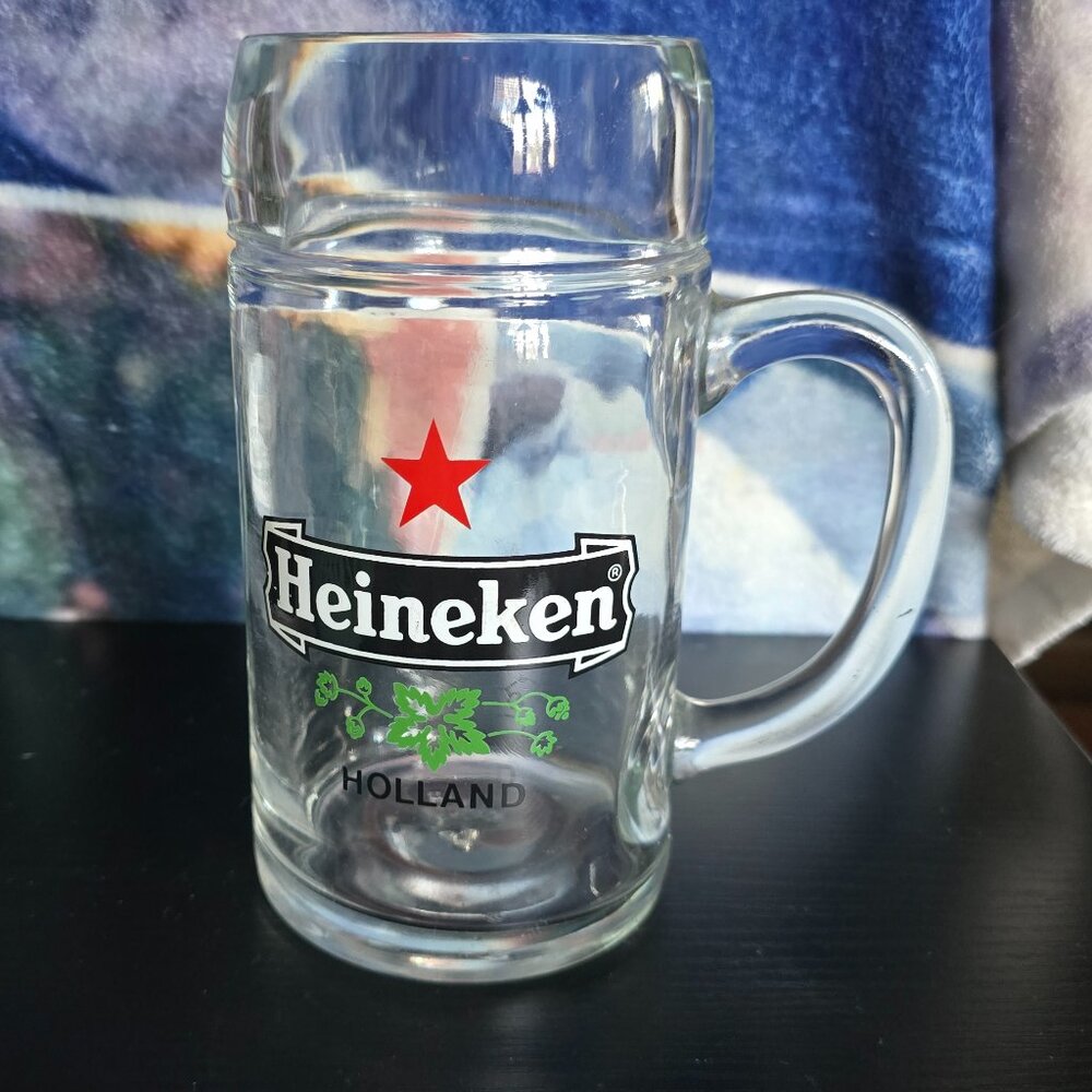 HEINEKEN 8" Vintage Made in Austria Glass, Mug, Stein, Barware